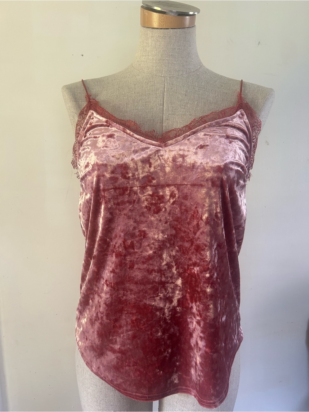 Kimchi Blue Rose Crushed Velvet Lace Cami